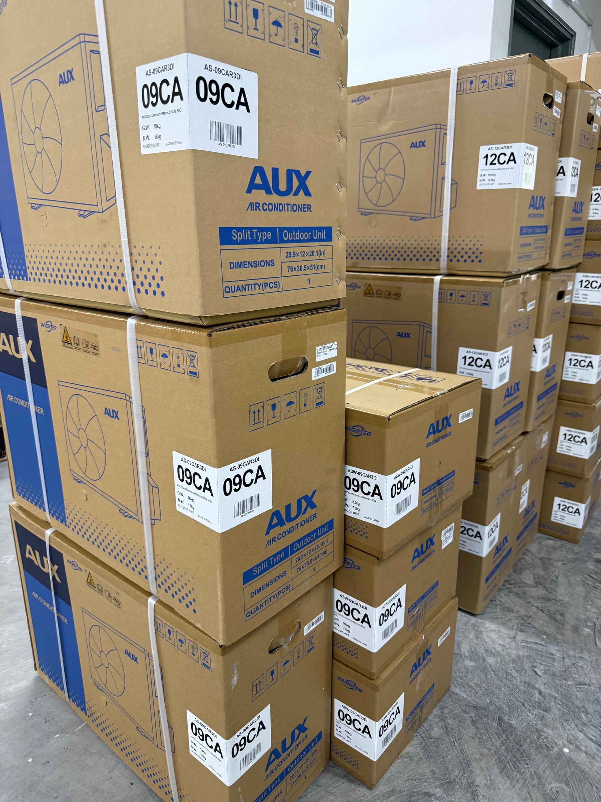 AUX air conditioners prepared for installation